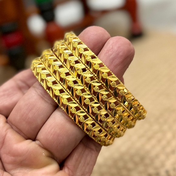 4pcs Bangles, Gold Bangles, 24k Gold Plated Bangles, Indian Bridal Bangles, Gift - Picture 6 of 7